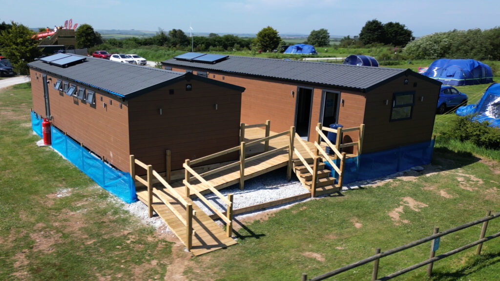 Modern toilet and shower block on the camping fields at Atlantic Reach